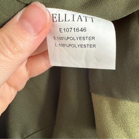 Elliatt Camo Green Asymmetric Satin Halter Mini Dress Size XS - Picture 7 of 8